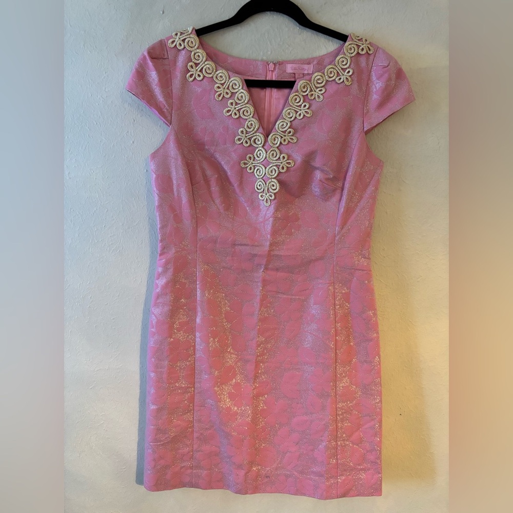 Lilly Pulitzer Pink Metallic Jacquard Dress — Size 6